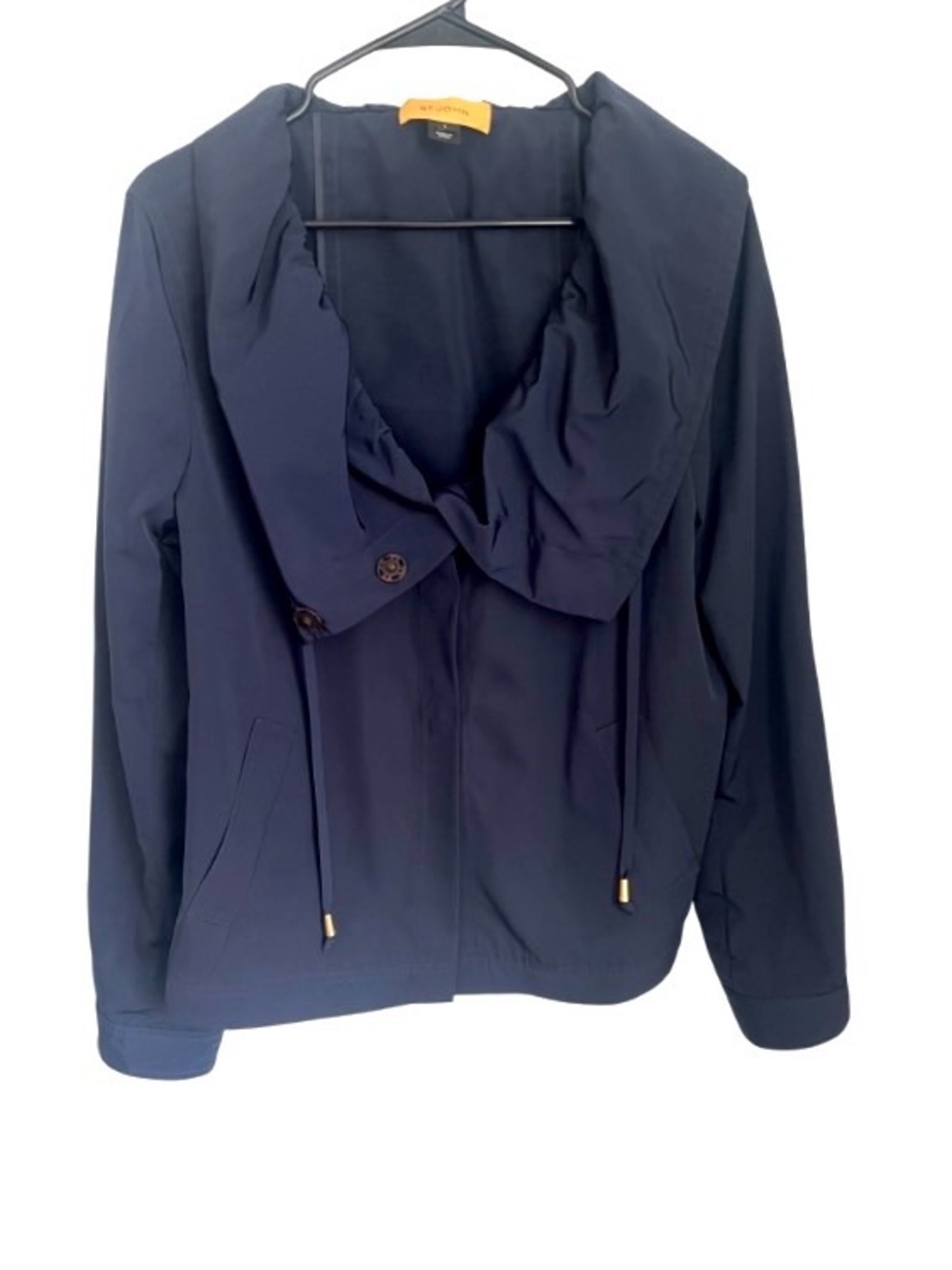 St John Navy Blue Cinch Back Jacket Button Front Women's Large